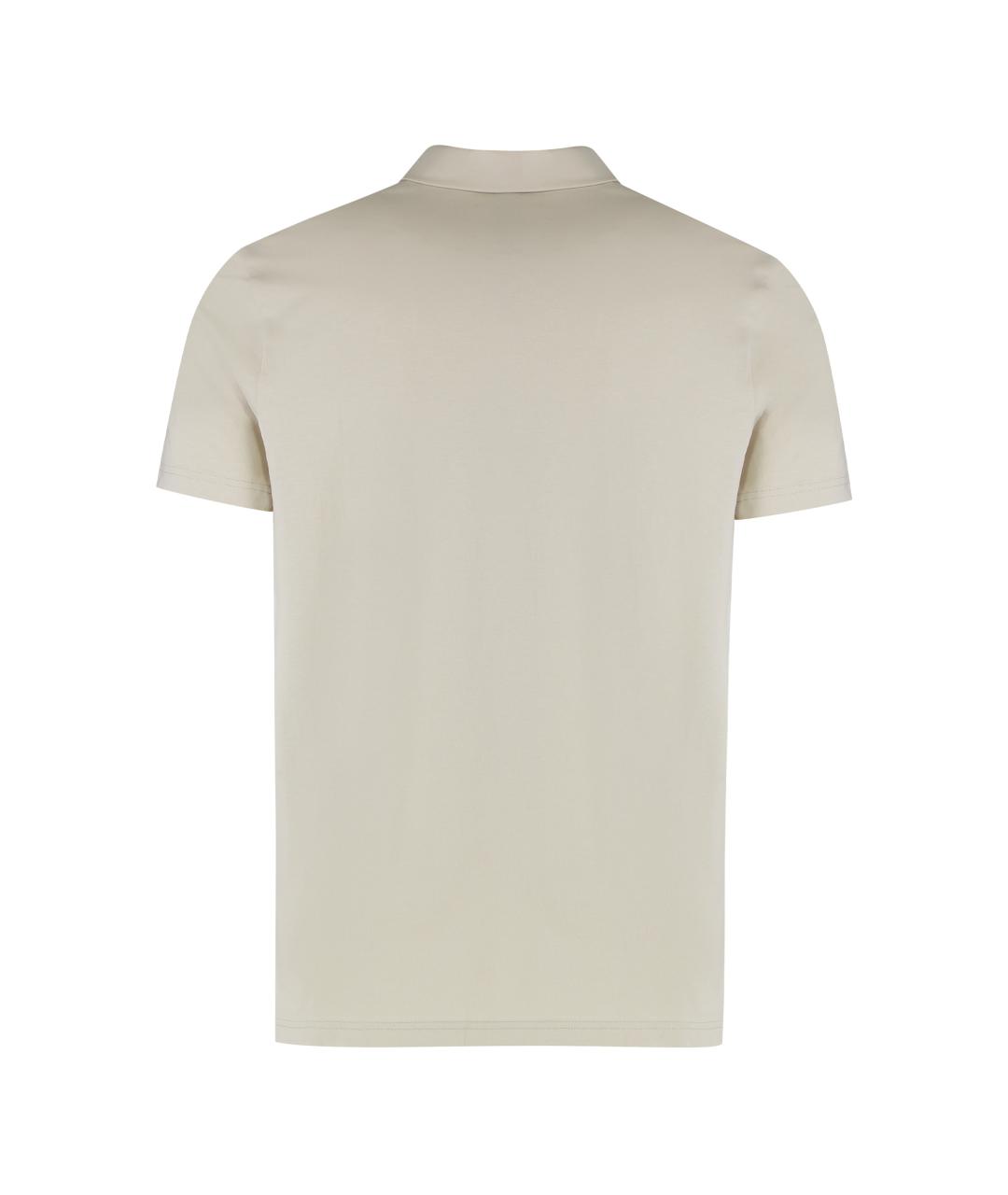 HUGO BOSS Бежевое хлопко-эластановое поло с коротким рукавом, фото 2