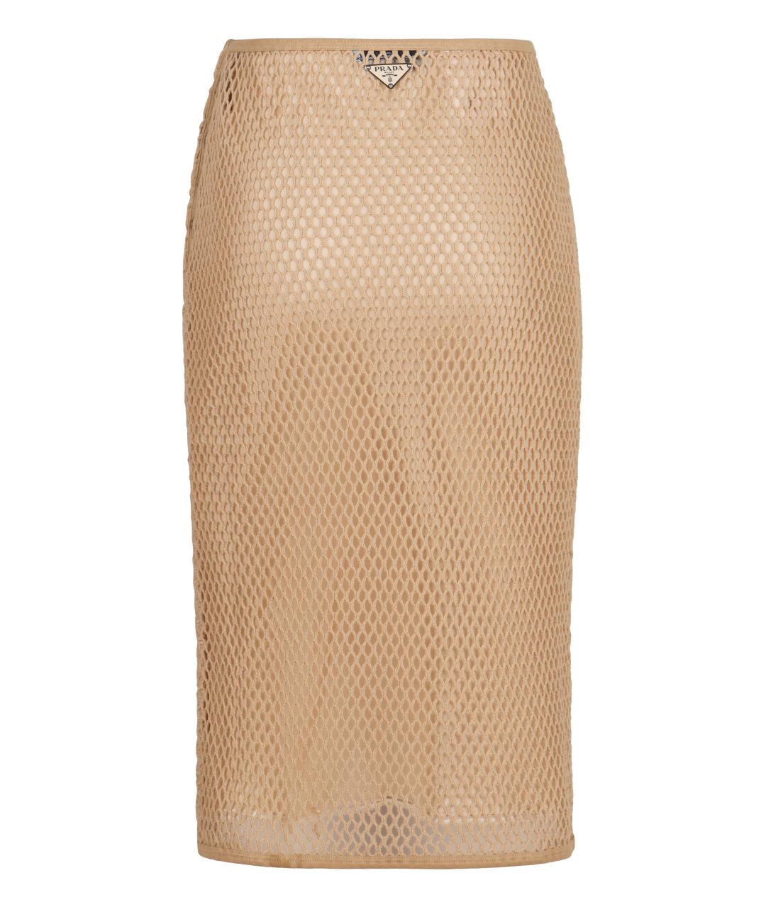 PRADA Бежевая хлопковая юбка миди, фото 2