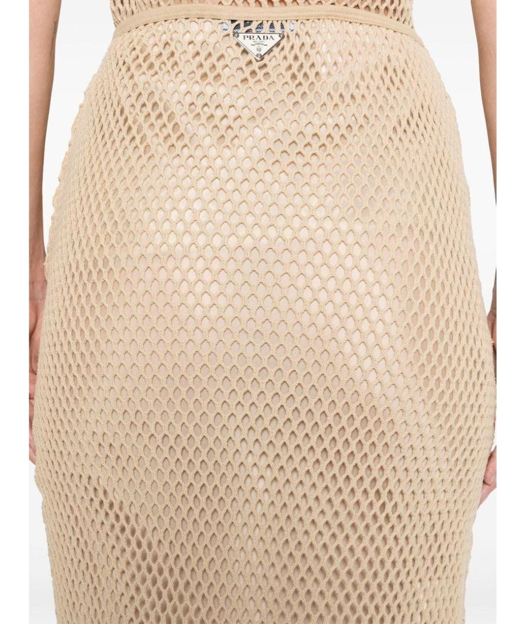 PRADA Бежевая хлопковая юбка миди, фото 3