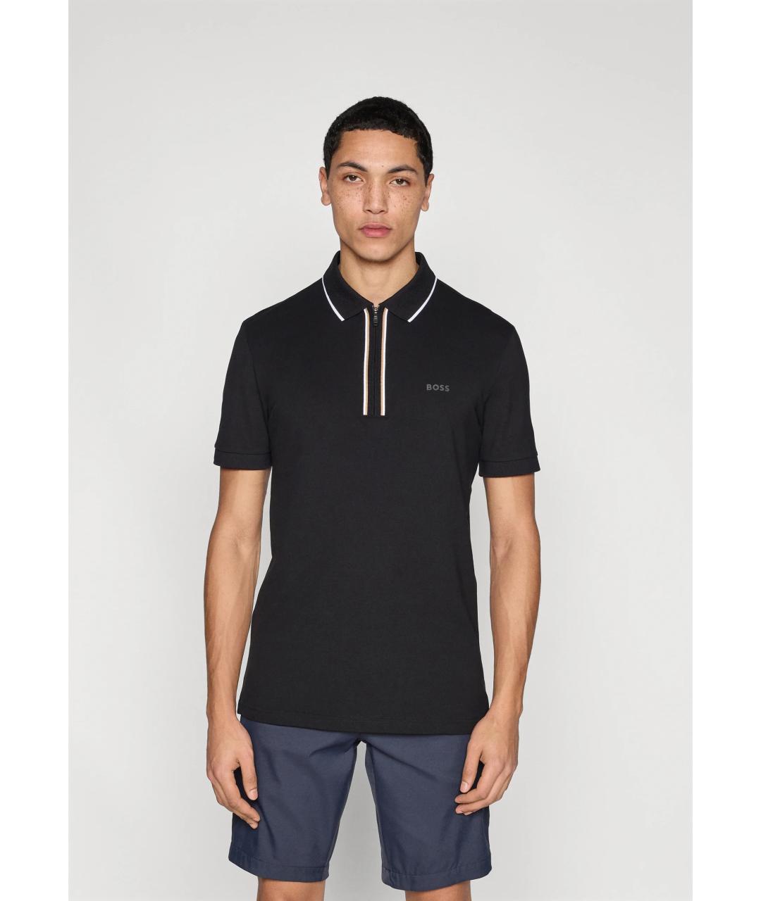 HUGO BOSS Синее хлопковое поло с коротким рукавом, фото 3