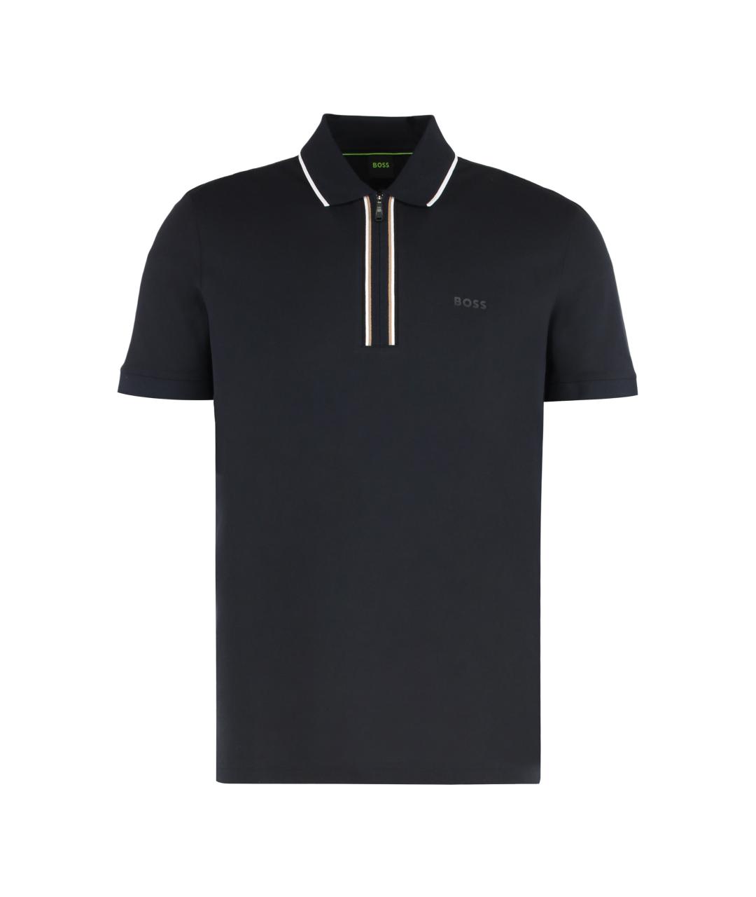 HUGO BOSS Синее хлопковое поло с коротким рукавом, фото 1