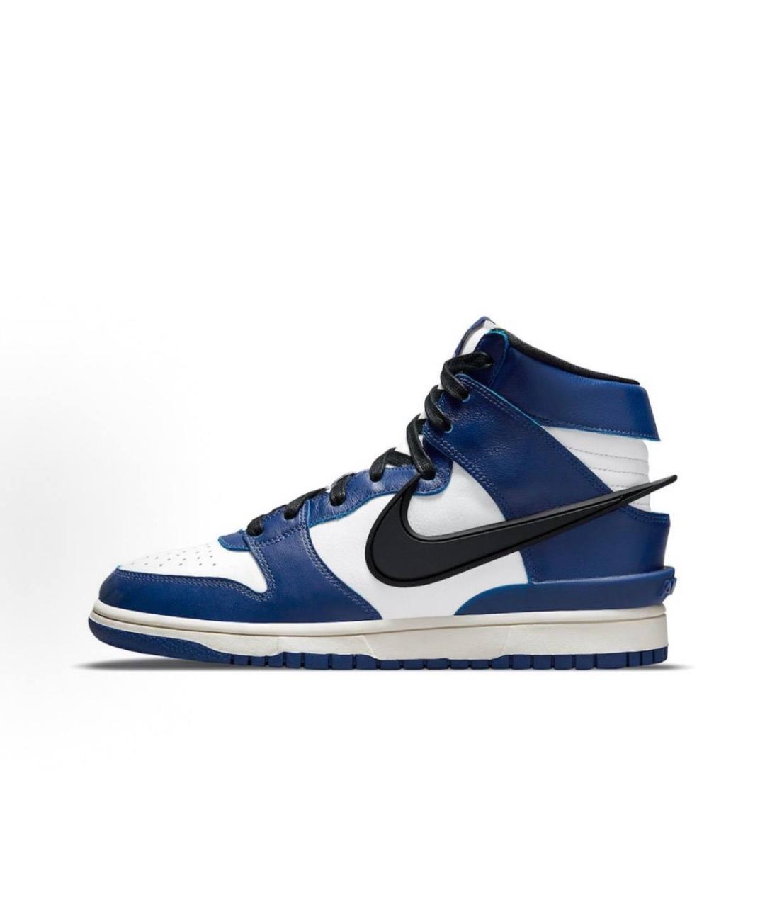 NIKE Синие кожаные высокие кроссовки / кеды, фото 3