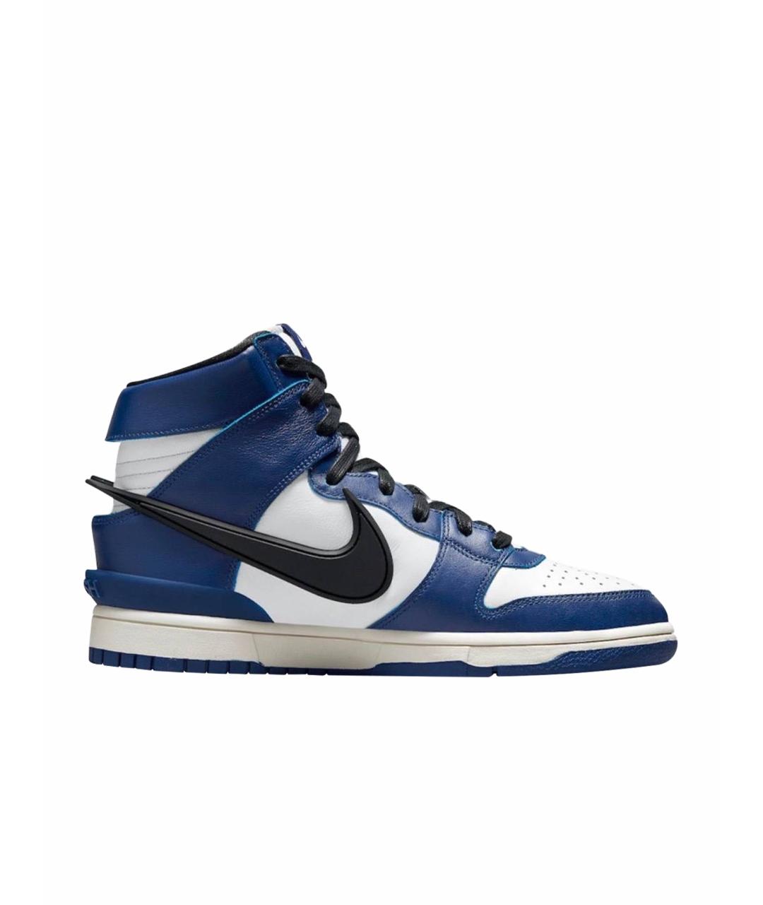 NIKE Синие кожаные высокие кроссовки / кеды, фото 1