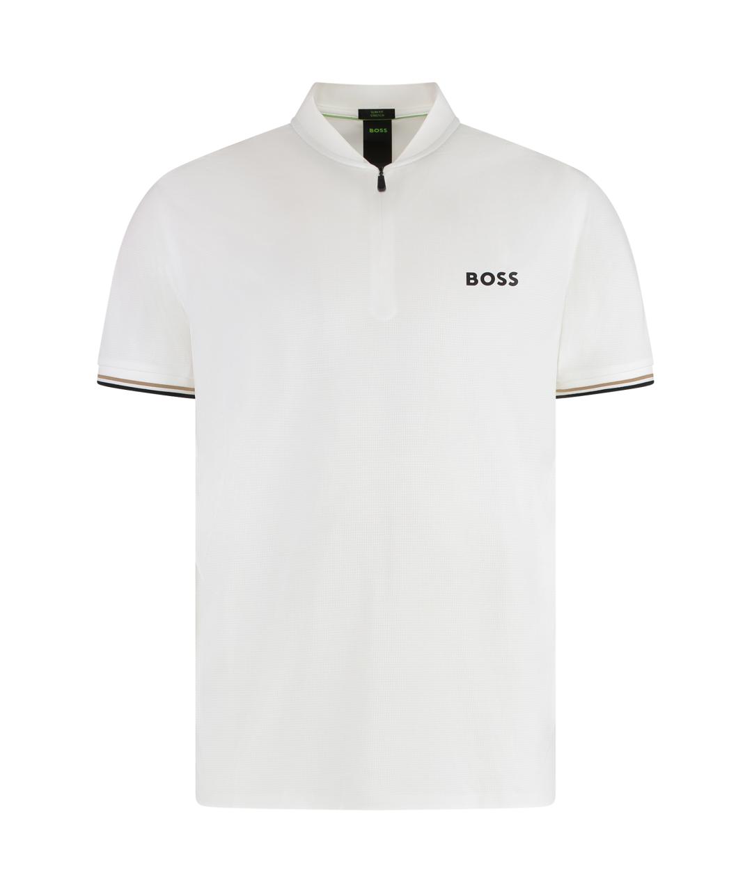 HUGO BOSS Белое синтетическое поло с коротким рукавом, фото 1