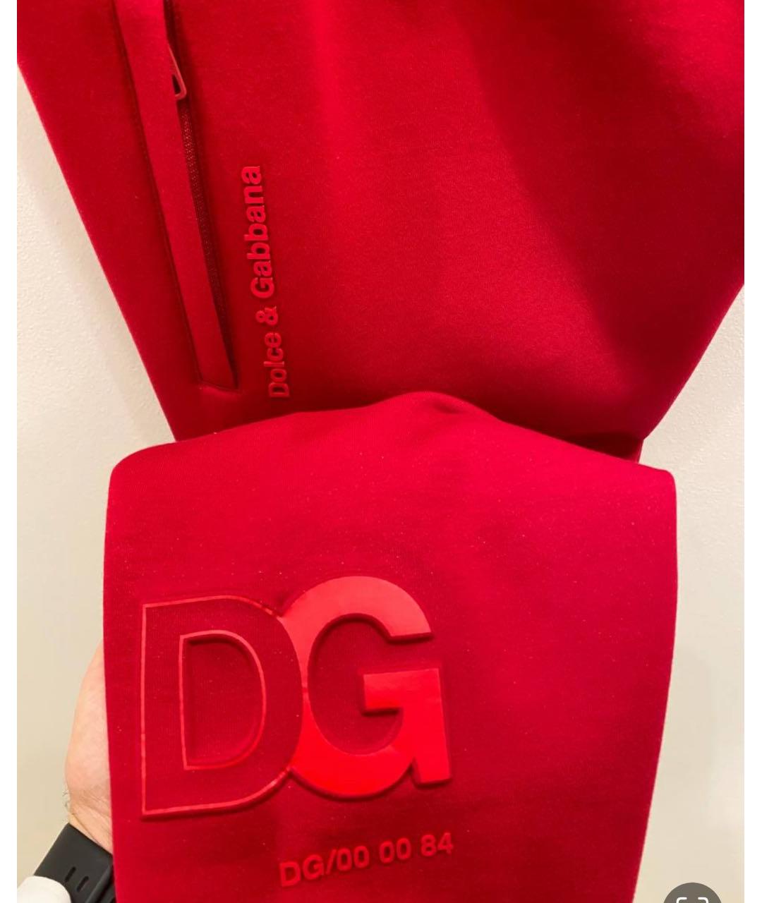 DOLCE&GABBANA Красные хлопковые повседневные брюки, фото 6