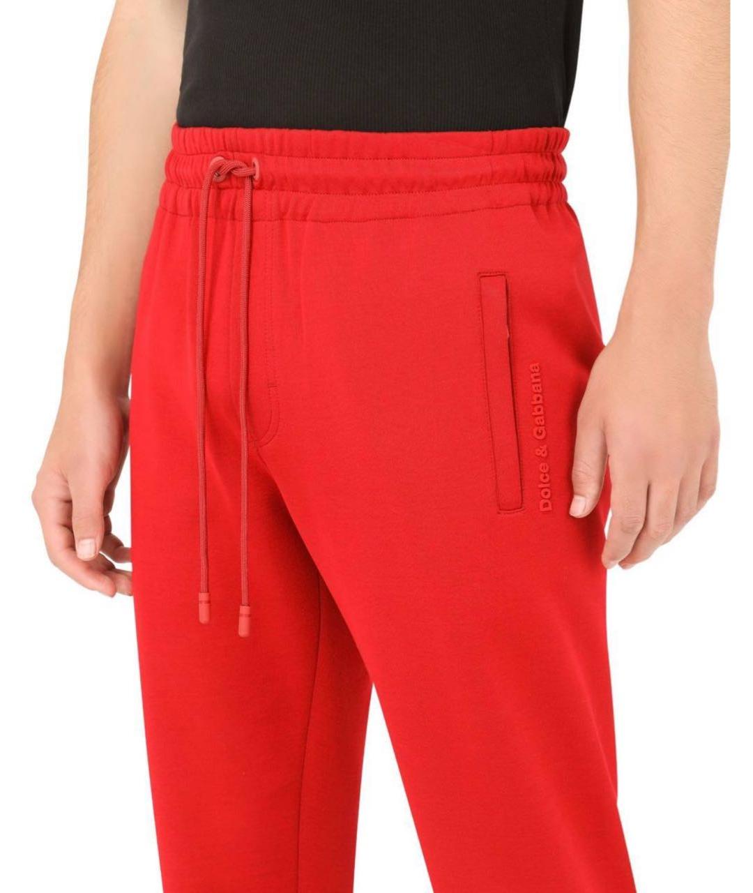 DOLCE&GABBANA Красные хлопковые повседневные брюки, фото 8