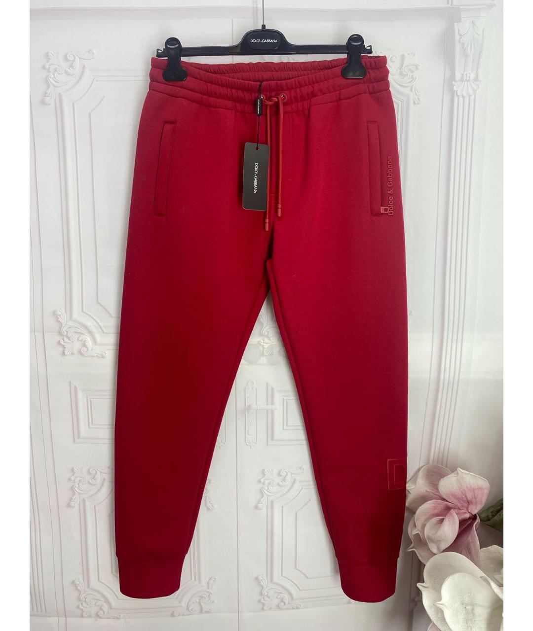 DOLCE&GABBANA Красные хлопковые повседневные брюки, фото 5