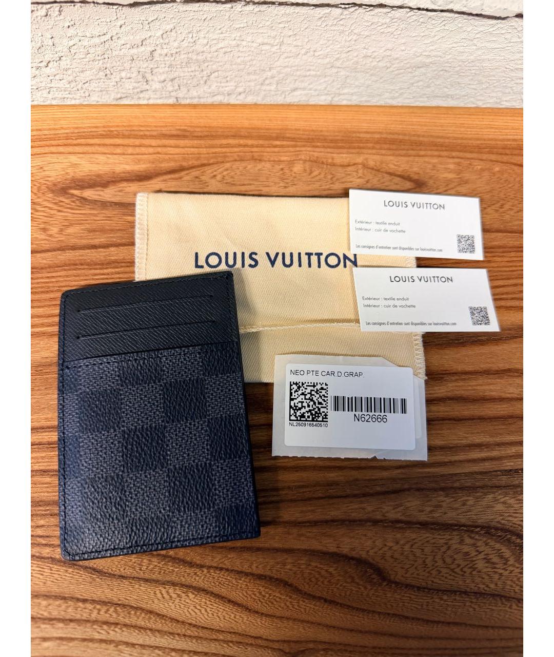 LOUIS VUITTON Антрацитовый полиуретановый кардхолдер, фото 5