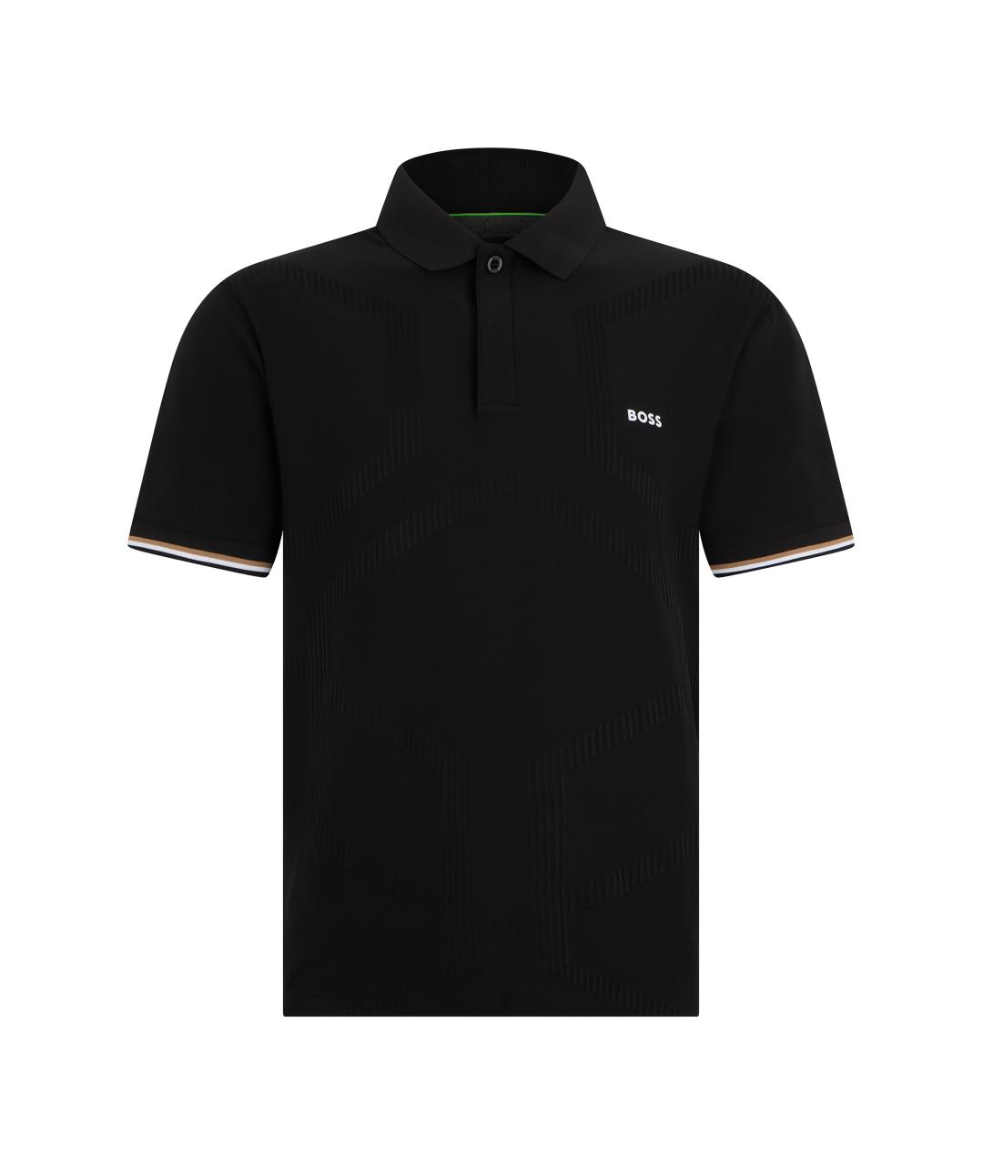 HUGO BOSS Черное синтетическое поло с коротким рукавом, фото 1