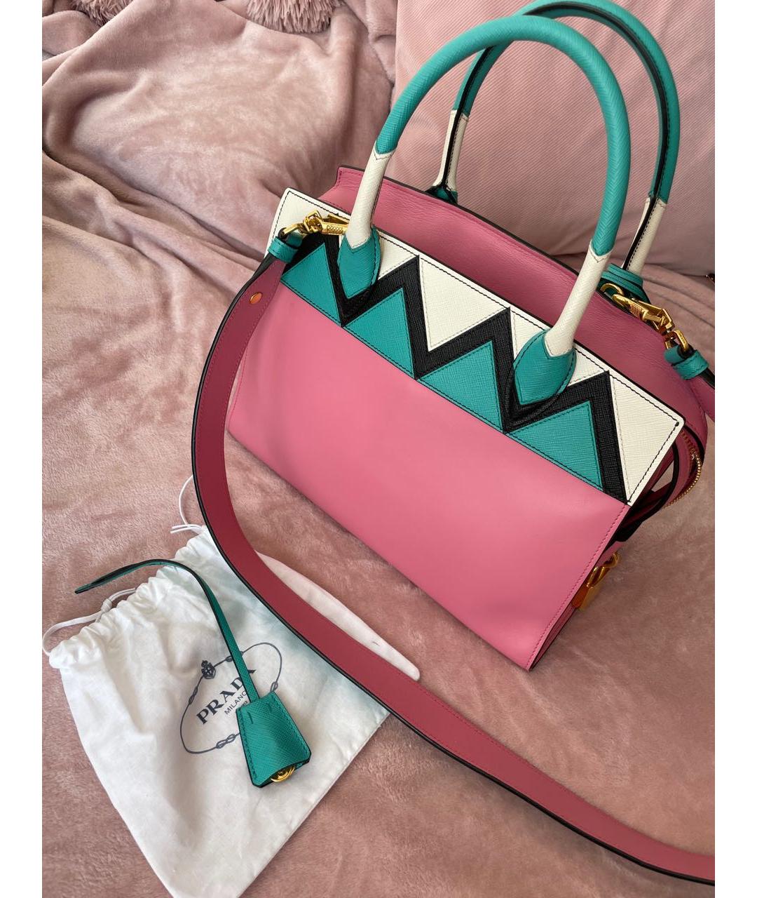 PRADA Розовая кожаная сумка с короткими ручками, фото 3
