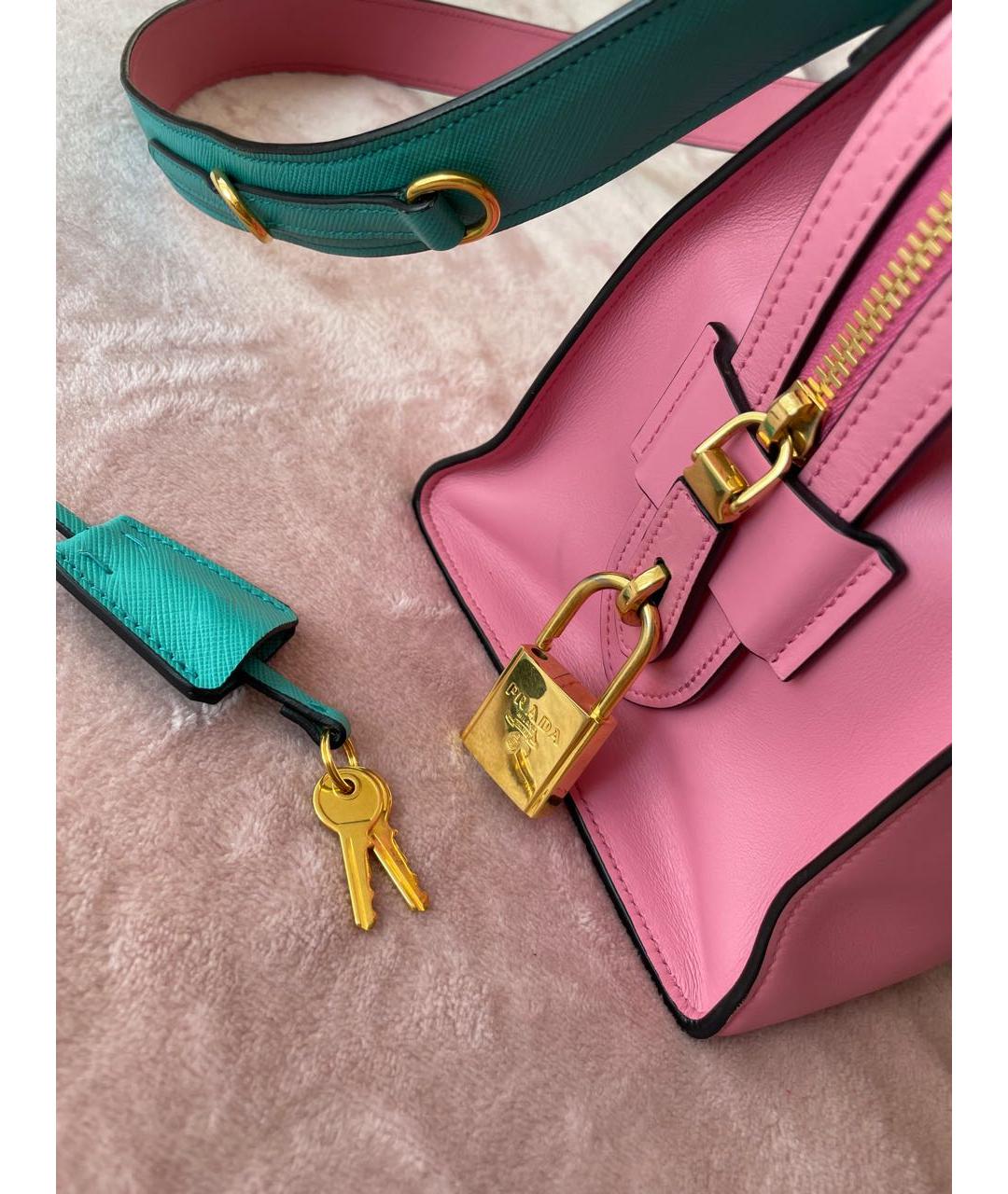 PRADA Розовая кожаная сумка с короткими ручками, фото 5