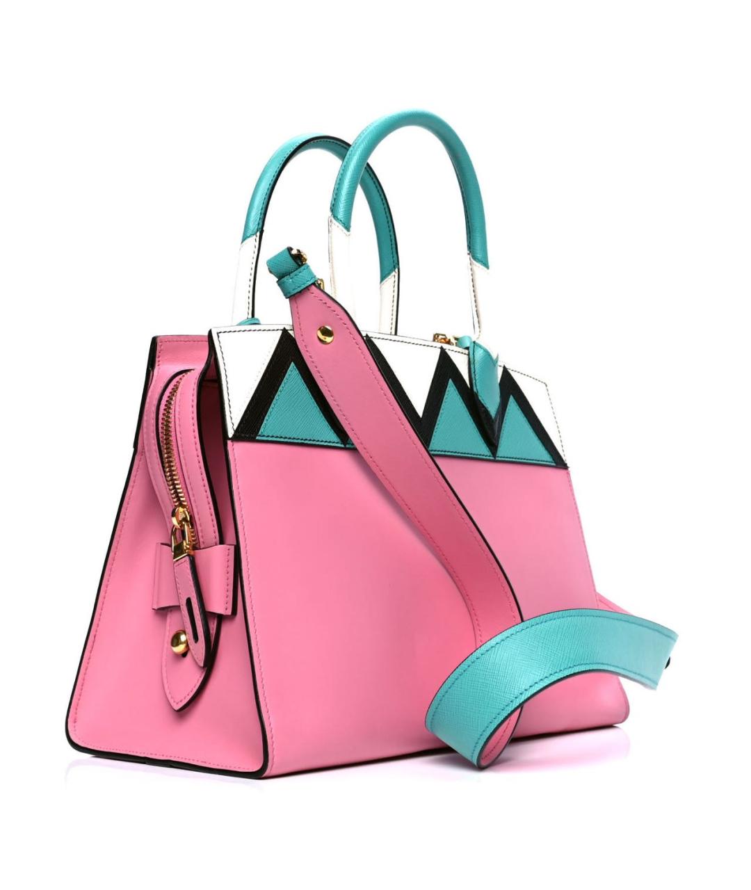 PRADA Розовая кожаная сумка с короткими ручками, фото 2