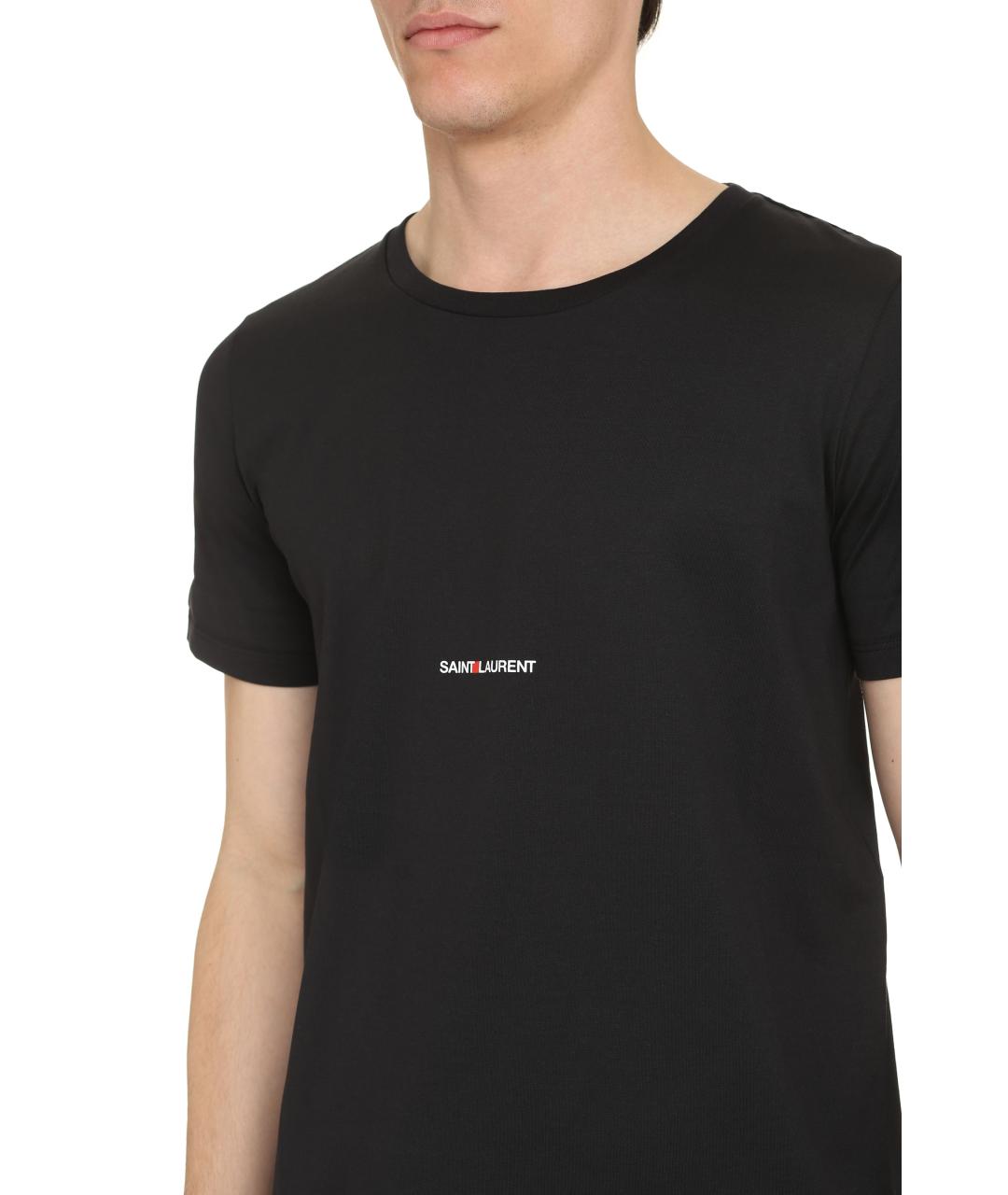 SAINT LAURENT Черная хлопковая футболка, фото 5