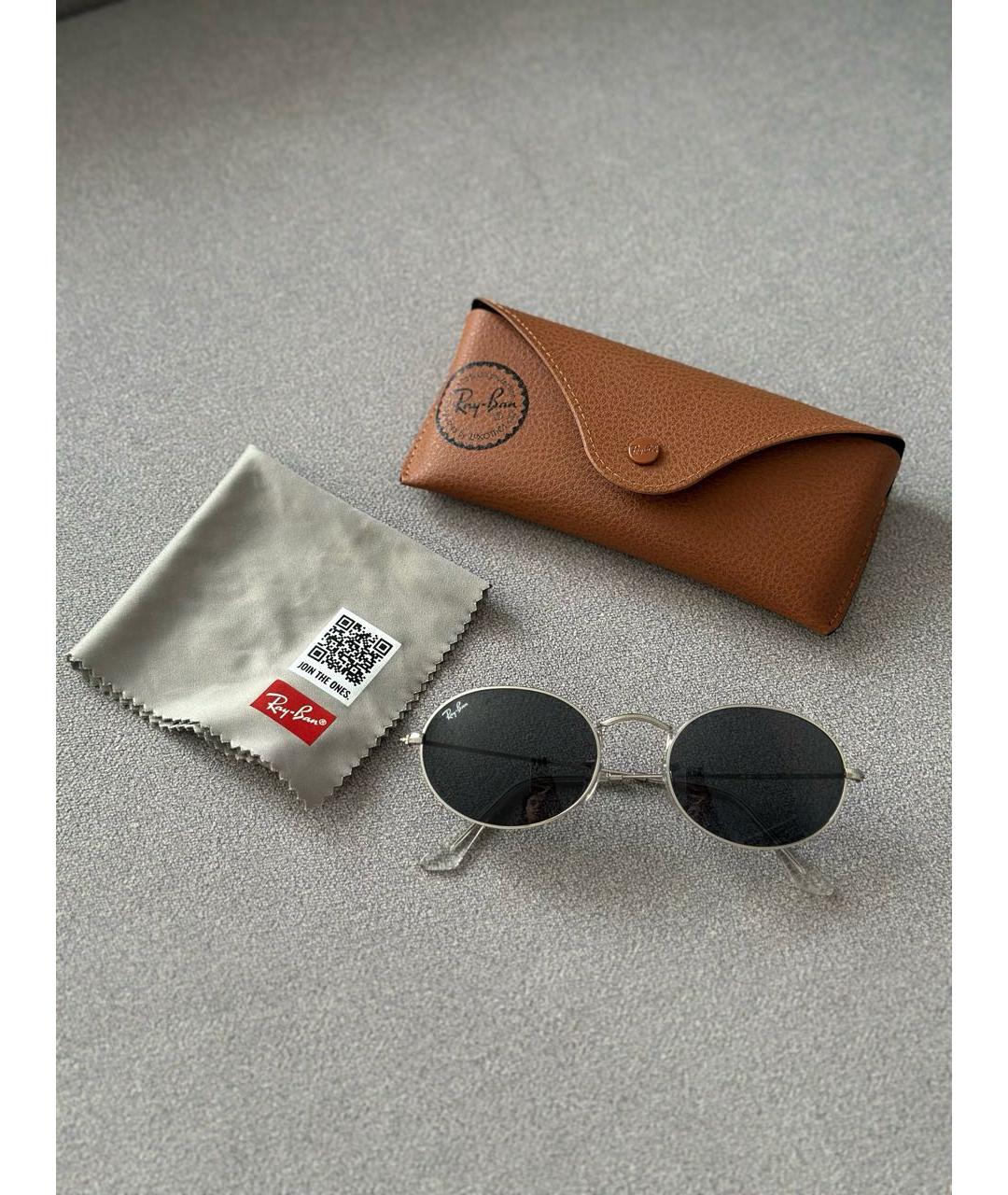 RAY BAN Серебряные металлические солнцезащитные очки, фото 2
