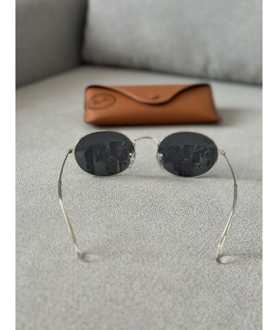 RAY BAN Серебряные металлические солнцезащитные очки, фото 5