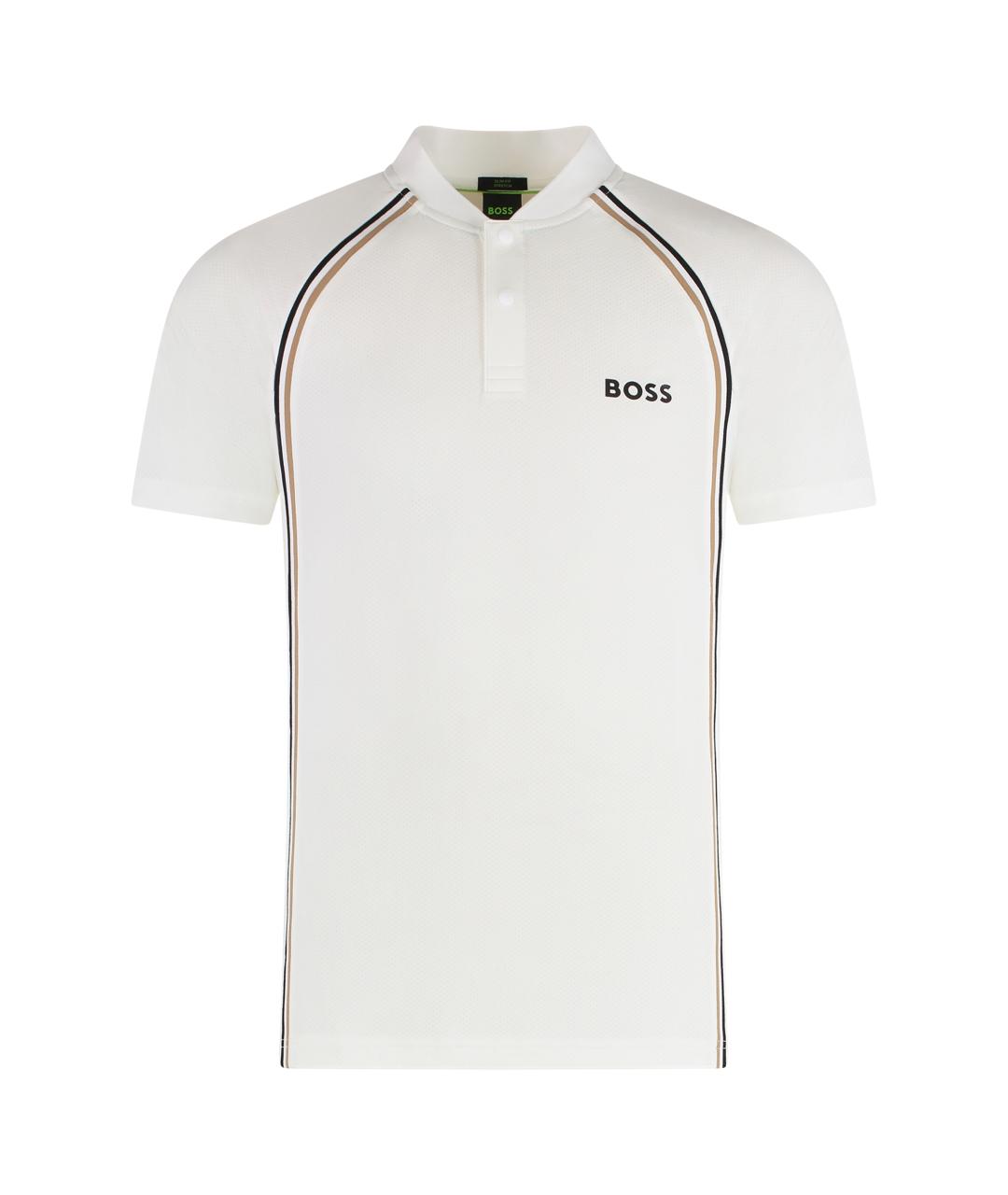 HUGO BOSS Белое синтетическое поло с коротким рукавом, фото 1