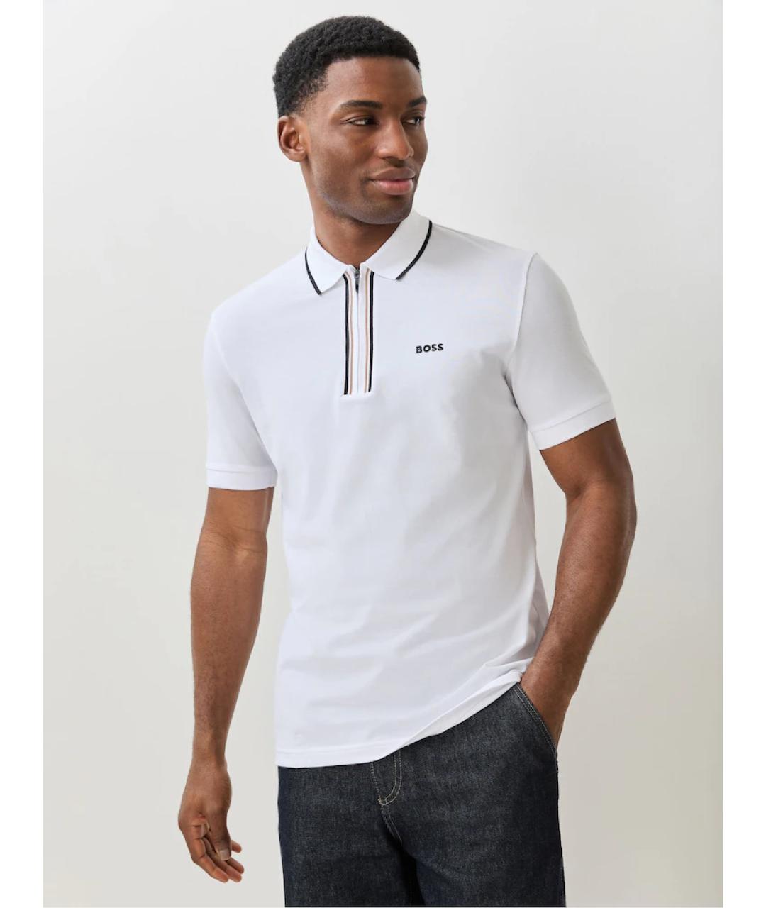 HUGO BOSS Белое хлопковое поло с коротким рукавом, фото 3