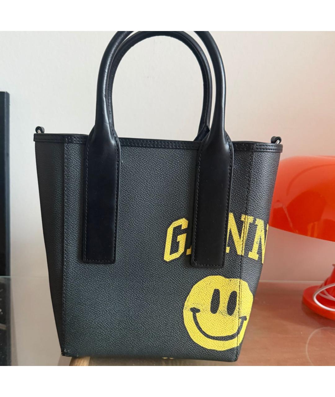 GANNI Антрацитовая сумка с короткими ручками, фото 3