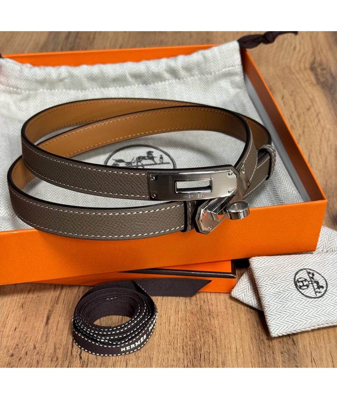 HERMES Коричневый кожаный ремень, фото 3
