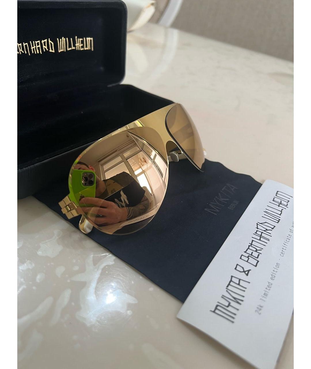 MYKITA Золотые металлические солнцезащитные очки, фото 7