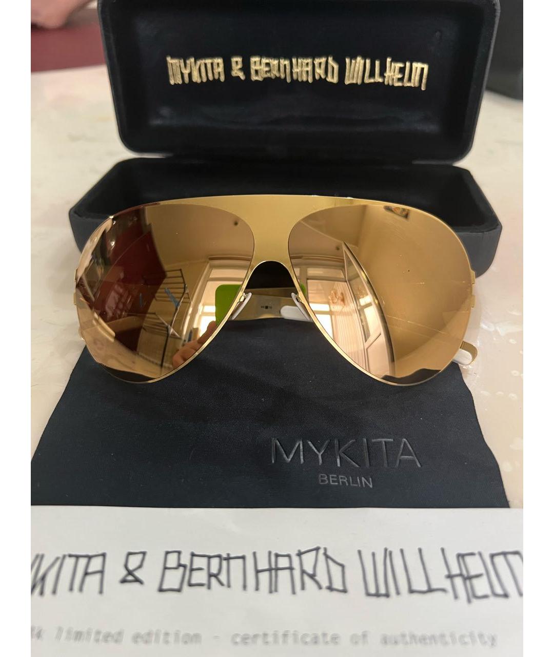 MYKITA Золотые металлические солнцезащитные очки, фото 4