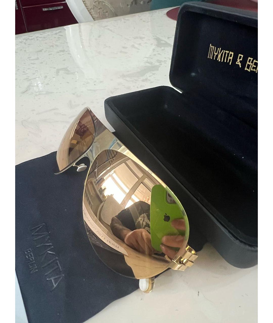 MYKITA Золотые металлические солнцезащитные очки, фото 6