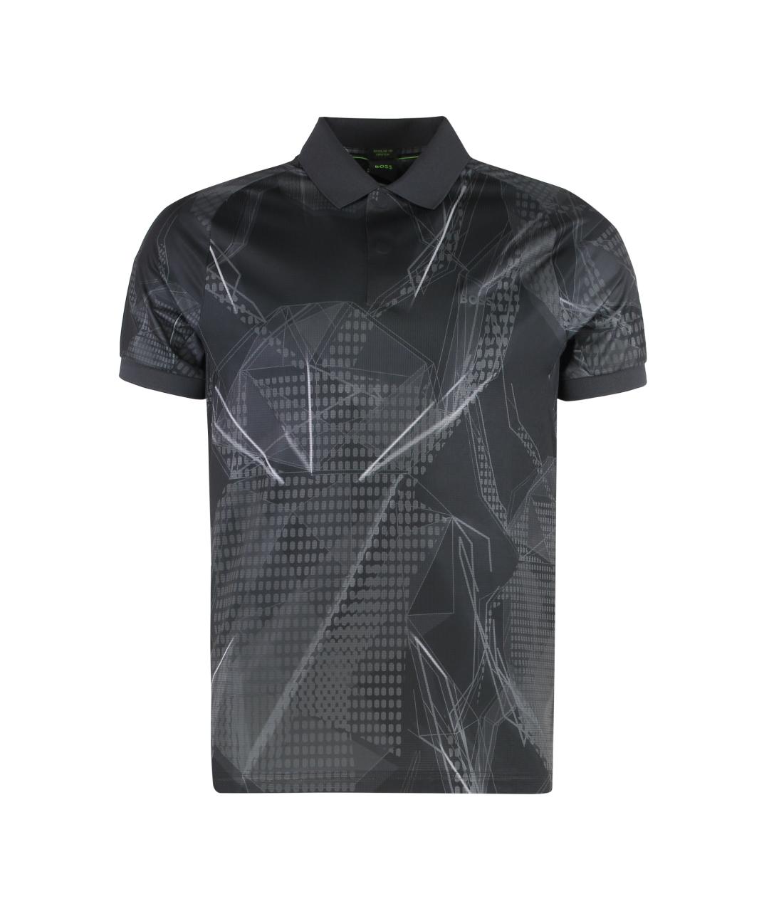 HUGO BOSS Черное синтетическое поло с коротким рукавом, фото 1