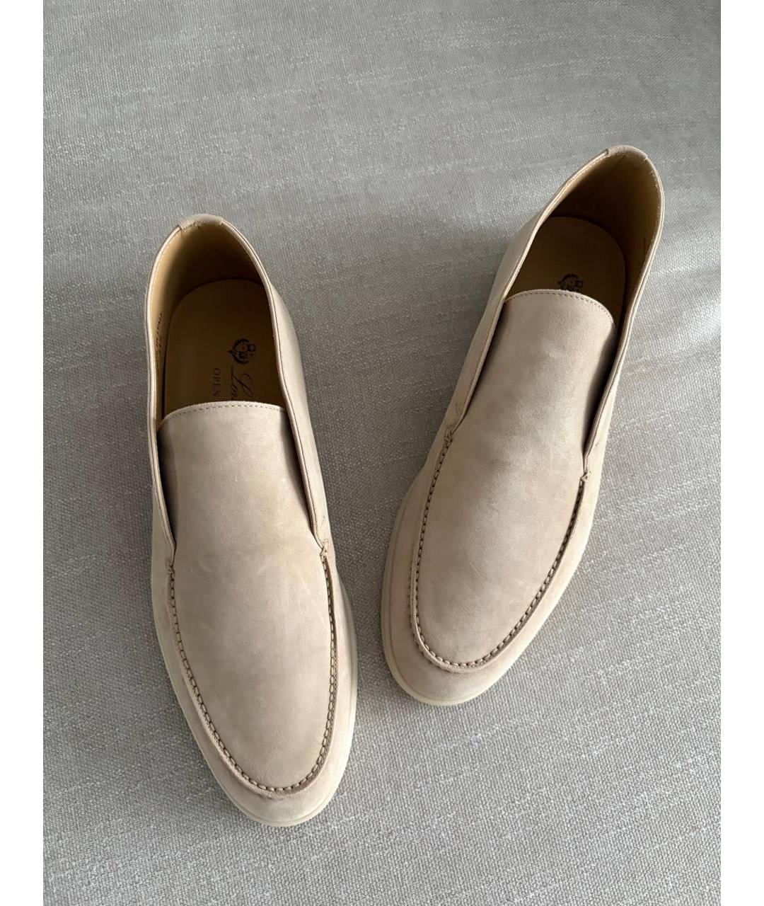 LORO PIANA Бежевые замшевые лоферы, фото 3