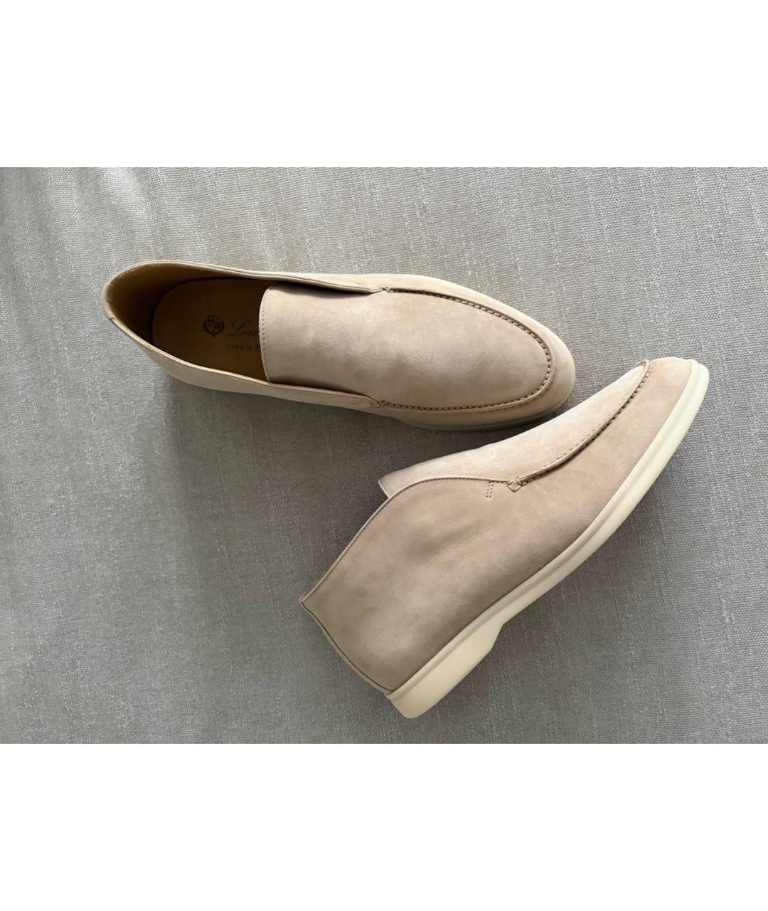LORO PIANA Бежевые замшевые лоферы, фото 4