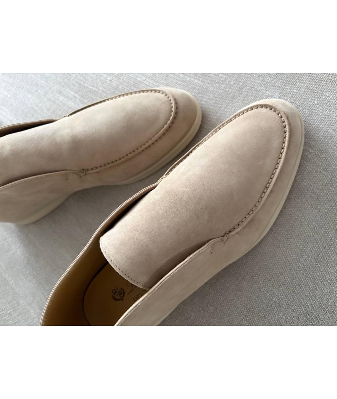 LORO PIANA Бежевые замшевые лоферы, фото 2