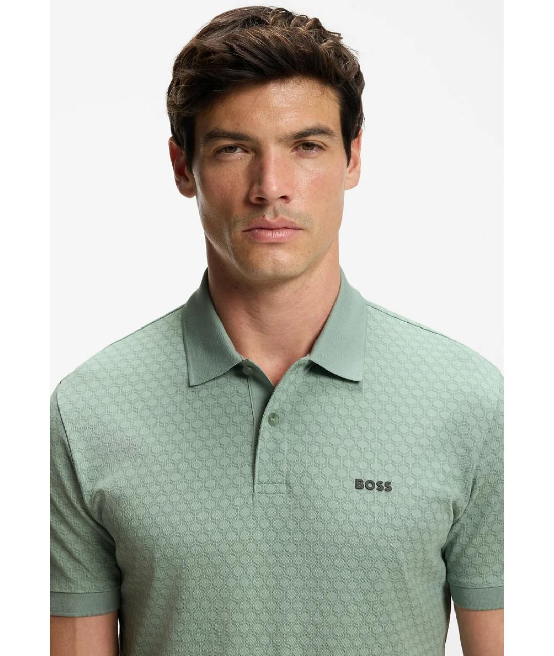 HUGO BOSS Зеленые хлопковое поло с коротким рукавом, фото 3