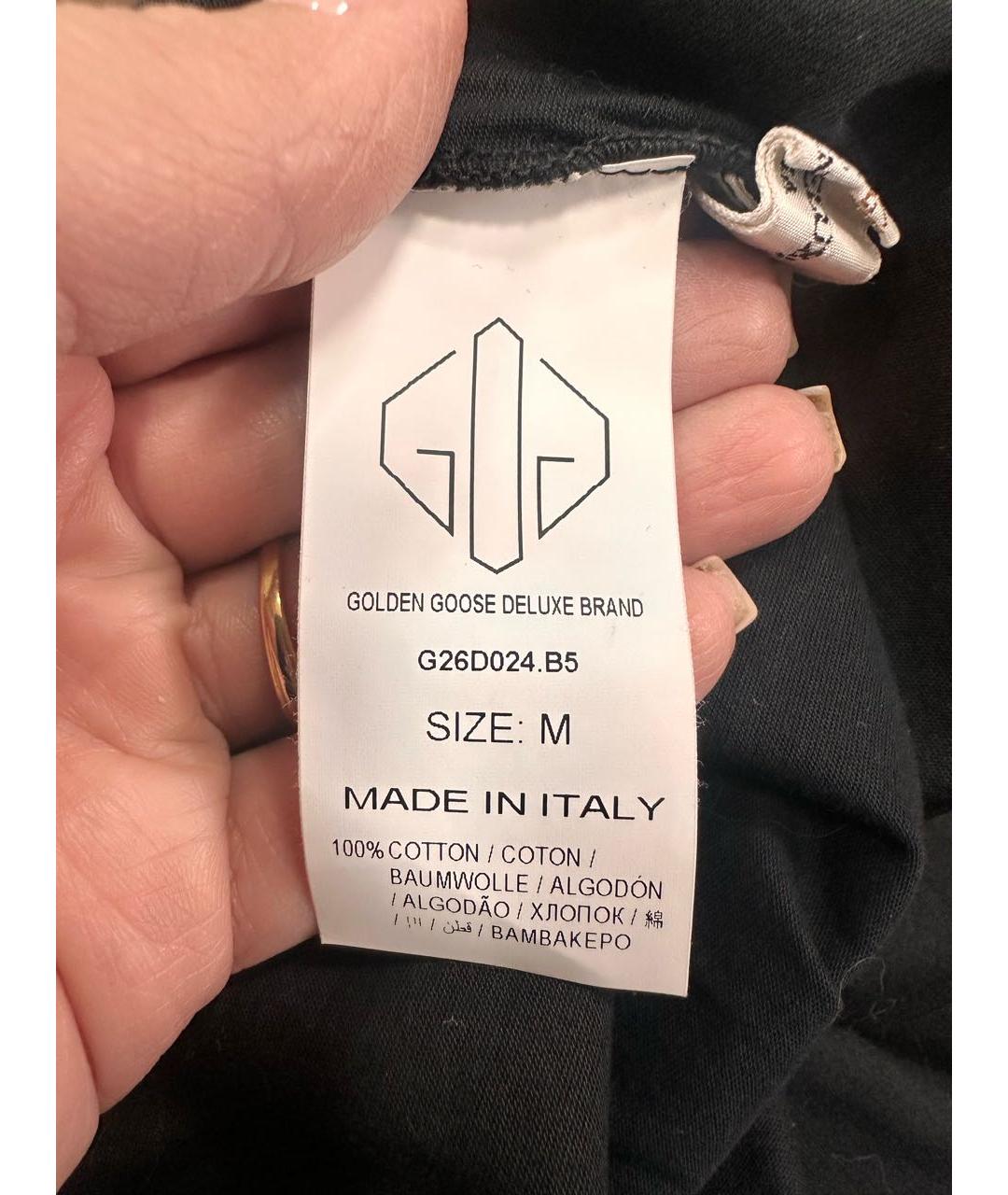 GOLDEN GOOSE DELUXE BRAND Черная хлопковая футболка, фото 4