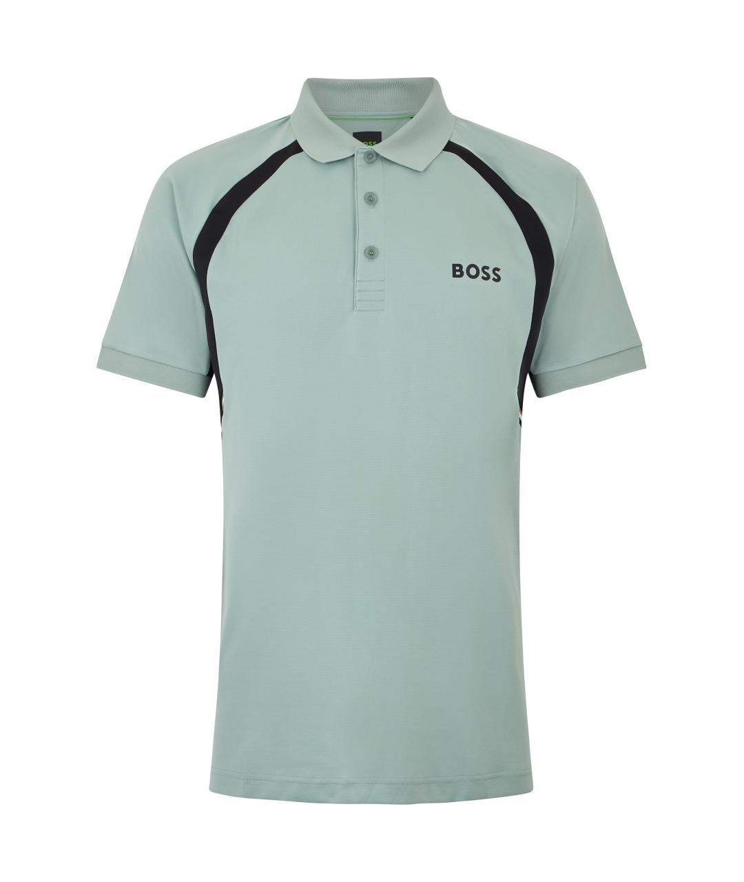 HUGO BOSS Зеленые синтетическое поло с коротким рукавом, фото 1