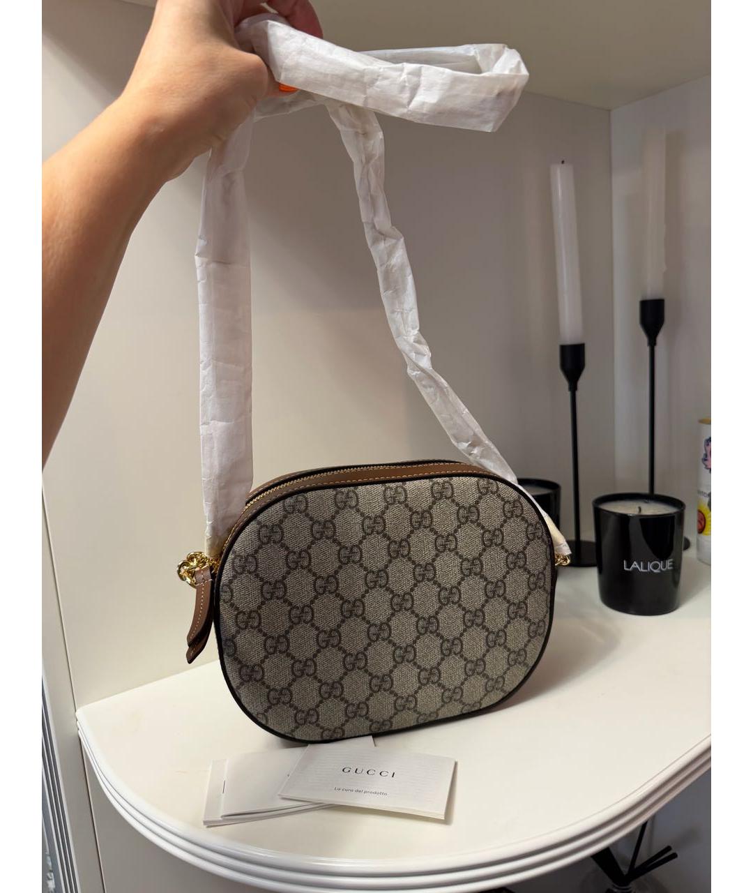 GUCCI Бежевая кожаная сумка через плечо, фото 3