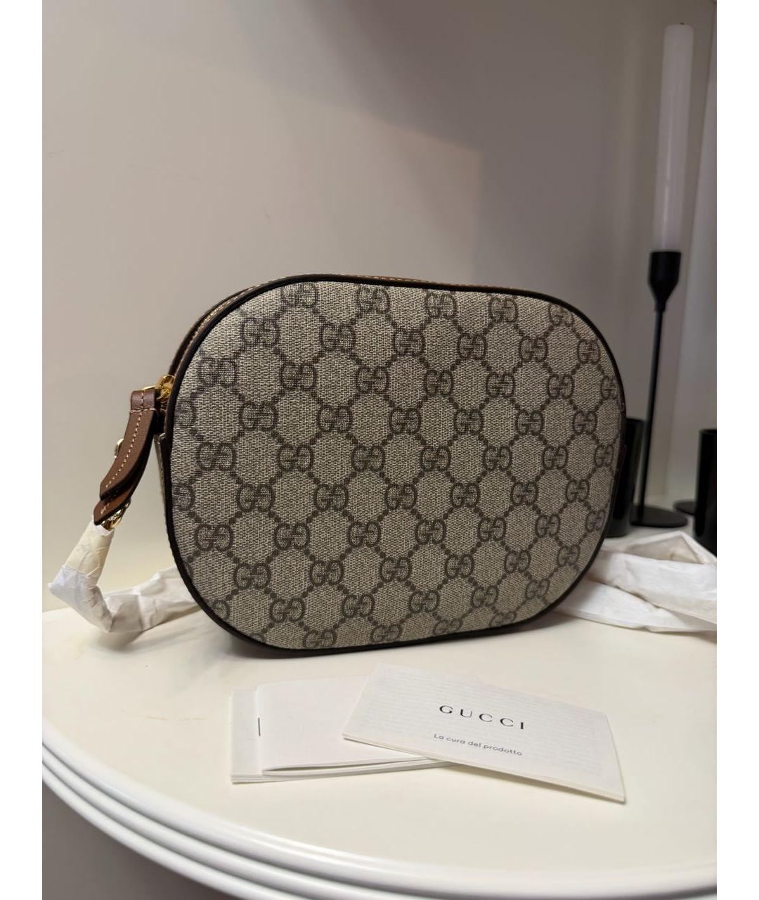 GUCCI Бежевая кожаная сумка через плечо, фото 2