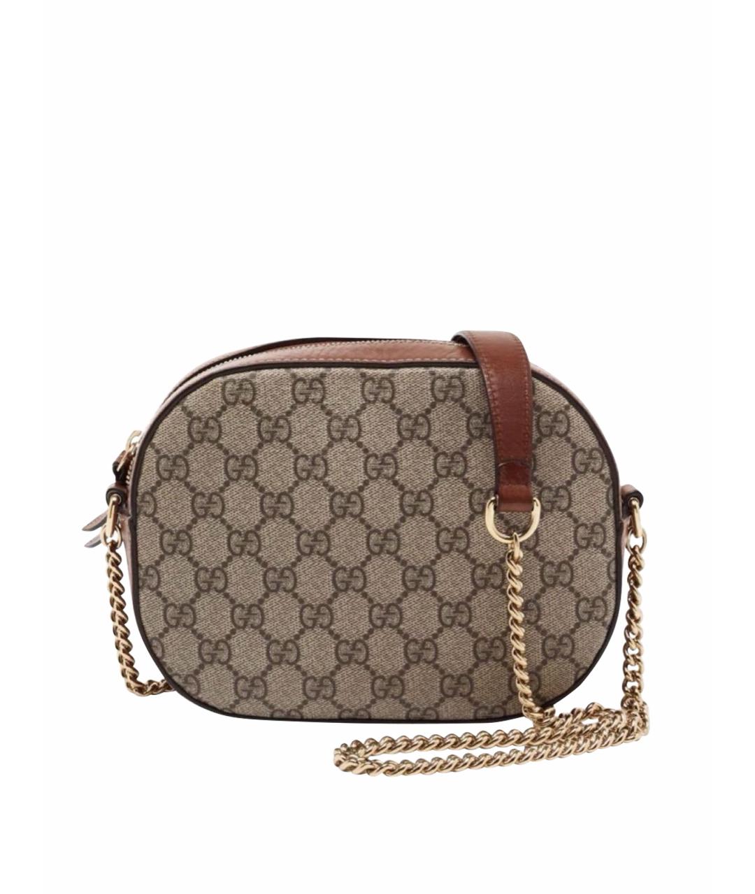 GUCCI Бежевая кожаная сумка через плечо, фото 1