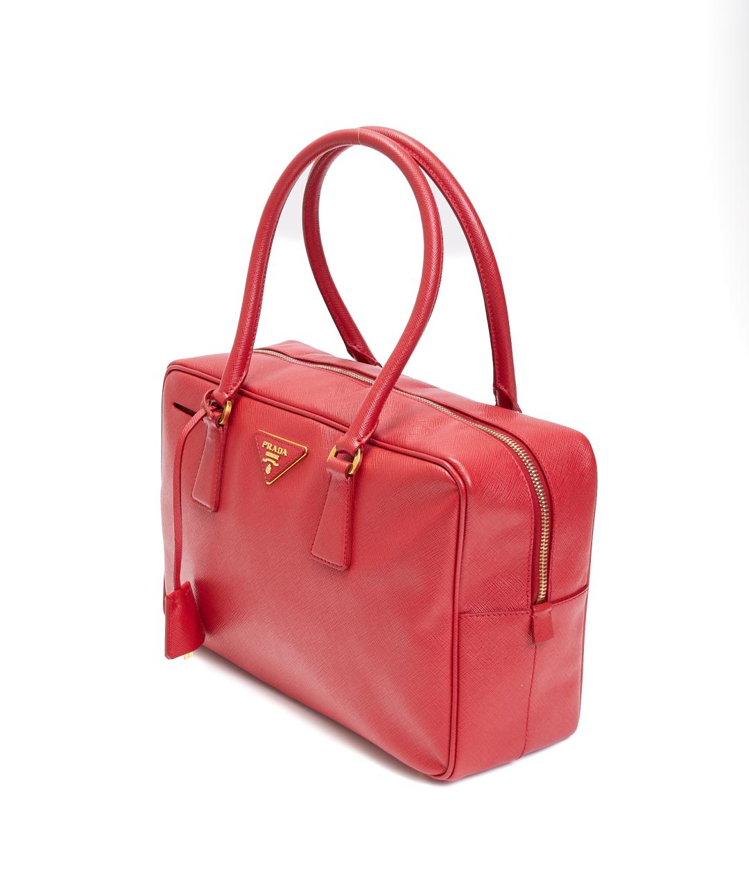 PRADA Красная кожаная сумка с короткими ручками, фото 2