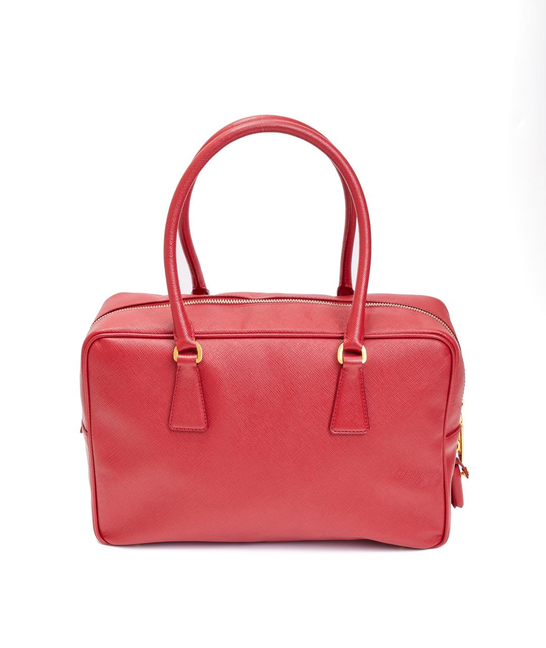 PRADA Красная кожаная сумка с короткими ручками, фото 3