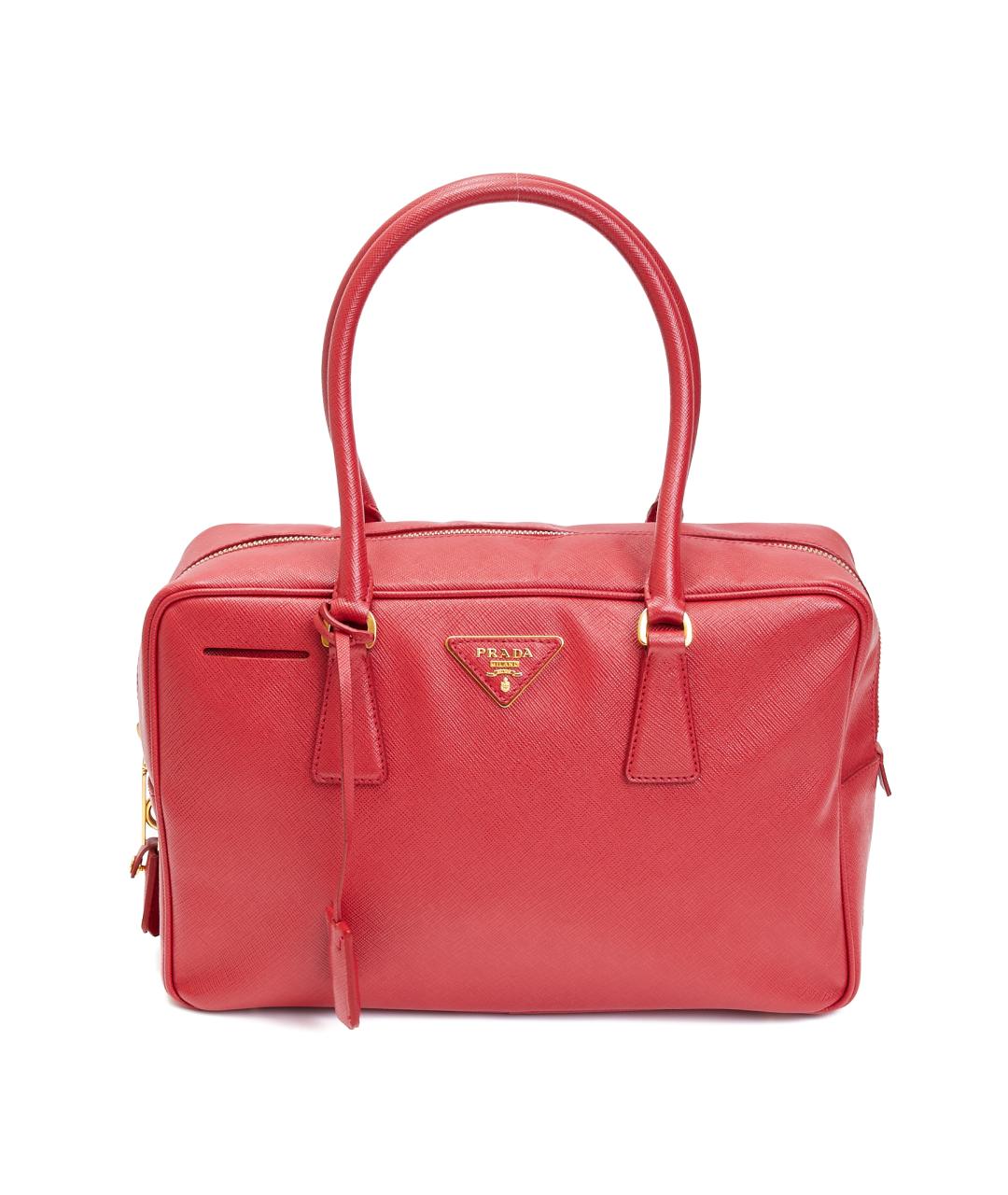 PRADA Красная кожаная сумка с короткими ручками, фото 7