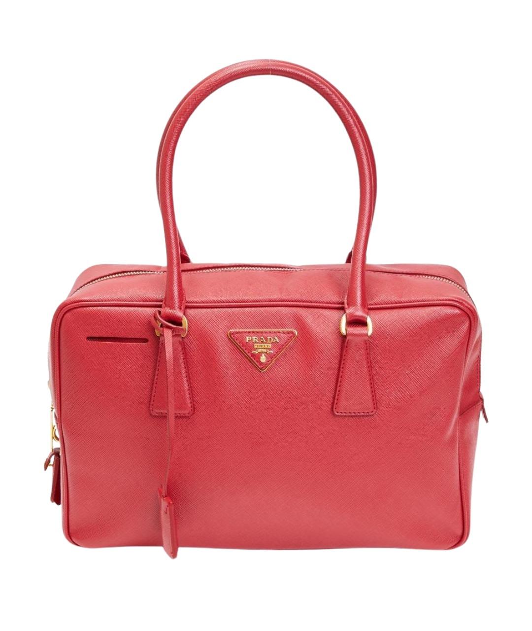 PRADA Красная кожаная сумка с короткими ручками, фото 1