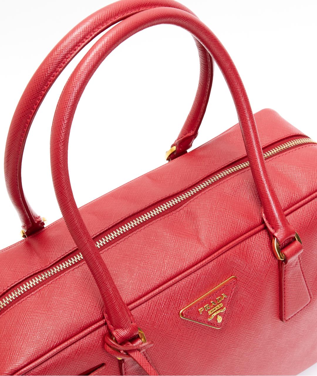 PRADA Красная кожаная сумка с короткими ручками, фото 4
