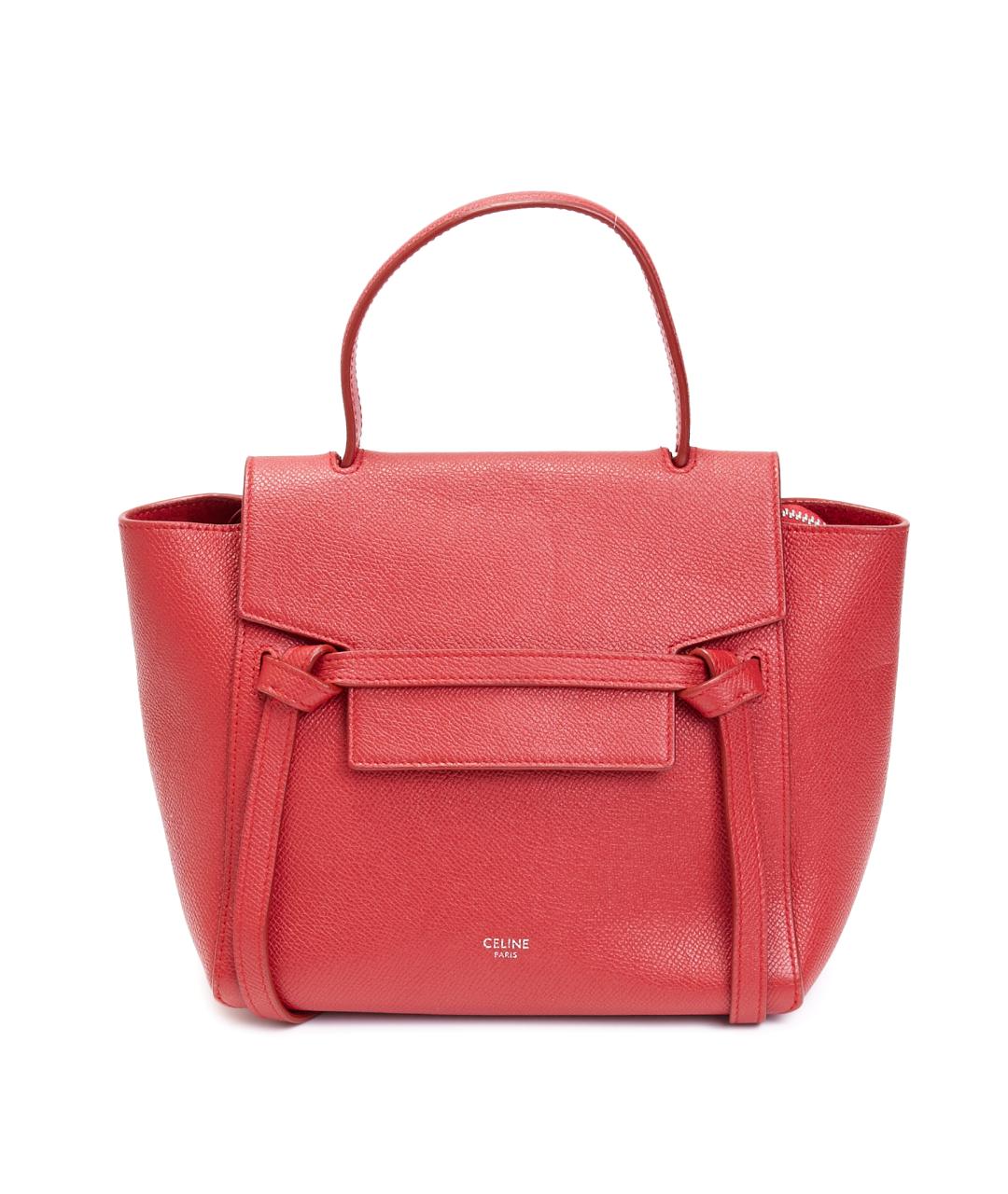 CELINE Красная кожаная сумка с короткими ручками, фото 6