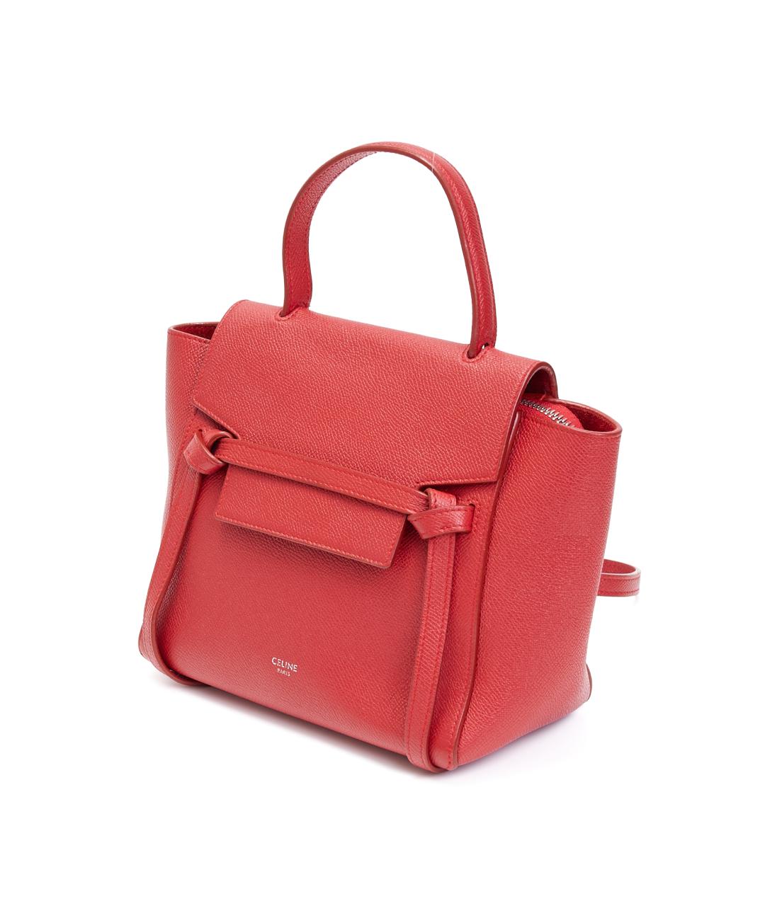 CELINE Красная кожаная сумка с короткими ручками, фото 2
