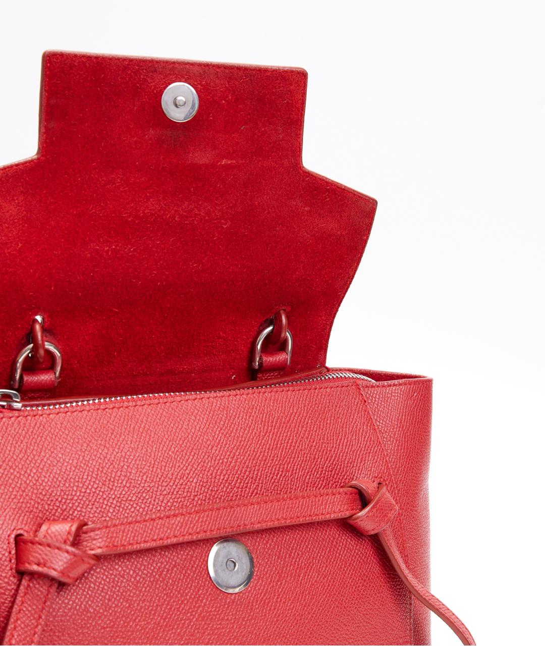 CELINE Красная кожаная сумка с короткими ручками, фото 4