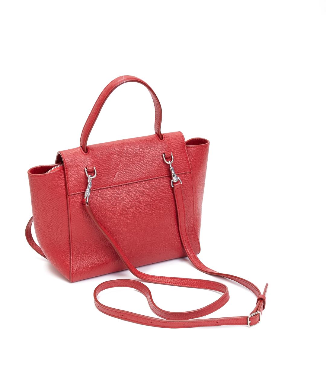 CELINE Красная кожаная сумка с короткими ручками, фото 3