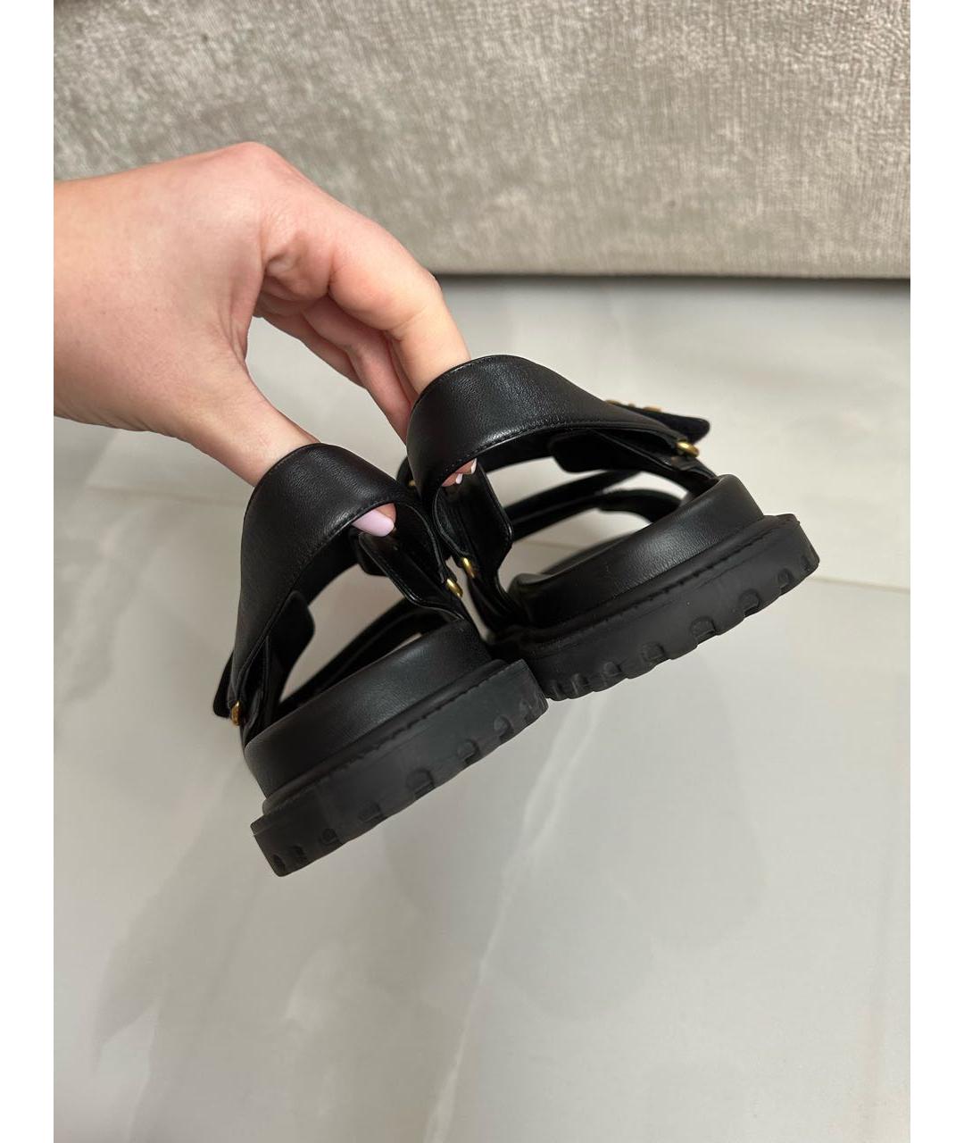 CHRISTIAN DIOR Черные кожаные сандалии, фото 4