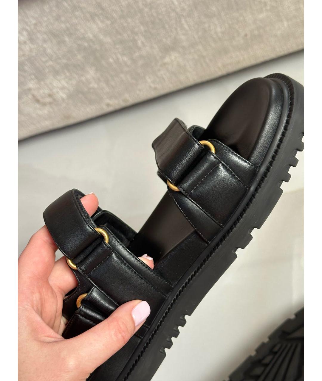 CHRISTIAN DIOR Черные кожаные сандалии, фото 7