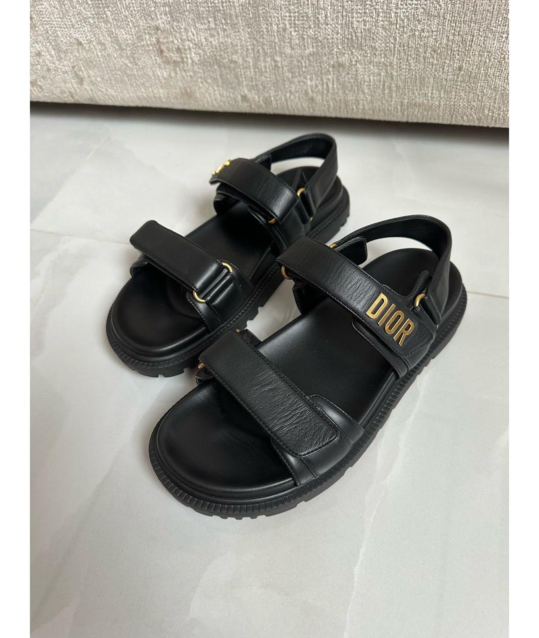 CHRISTIAN DIOR Черные кожаные сандалии, фото 3