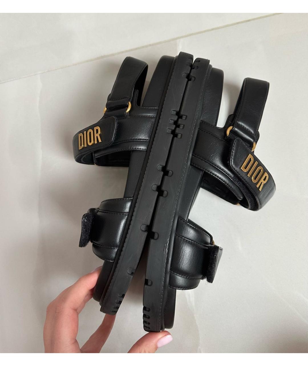 CHRISTIAN DIOR Черные кожаные сандалии, фото 9