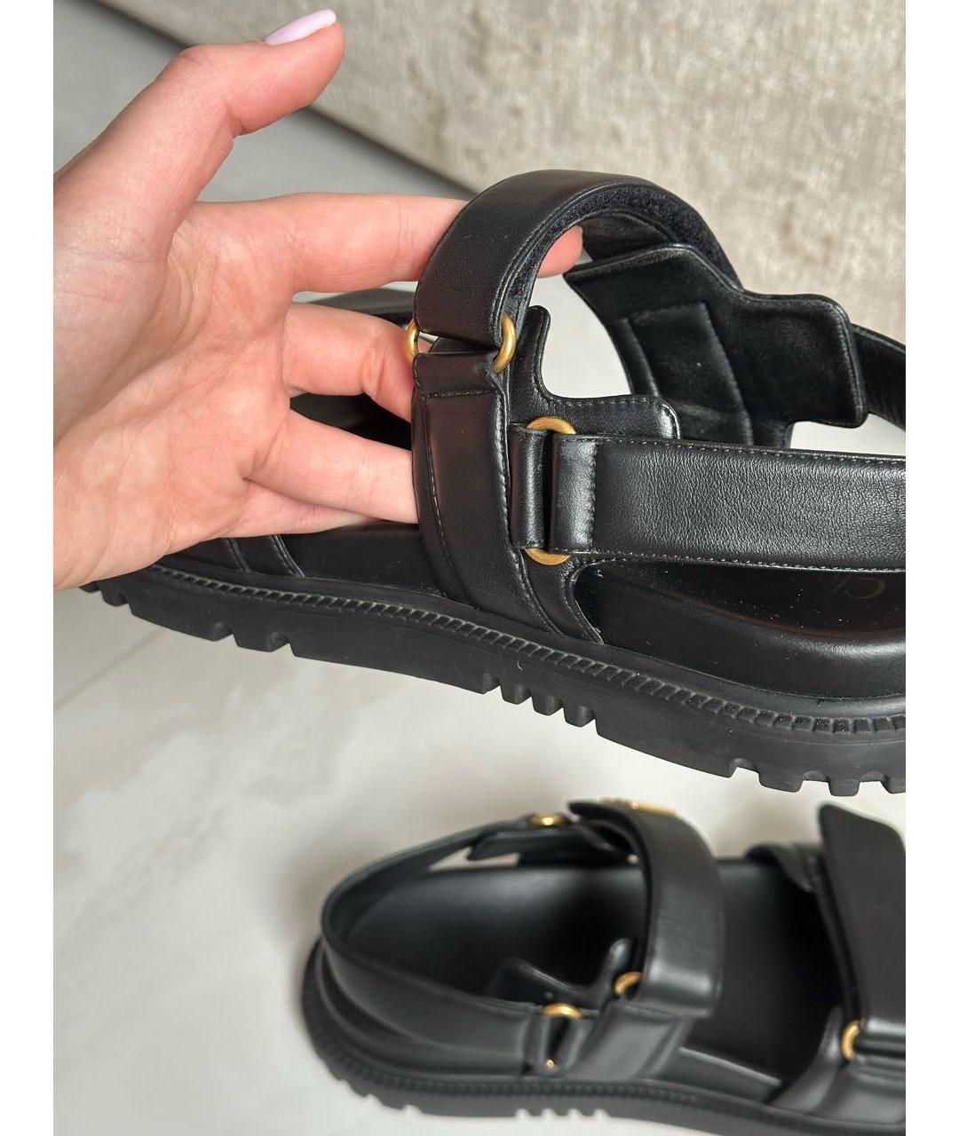 CHRISTIAN DIOR Черные кожаные сандалии, фото 8